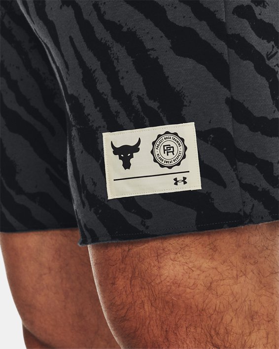 Men's Project Rock Rival Fleece Printed Shorts, Black, pdpMainDesktop image number 3